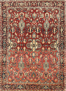 Machine Washable Traditional Tomato Red Rug, wshtr1139