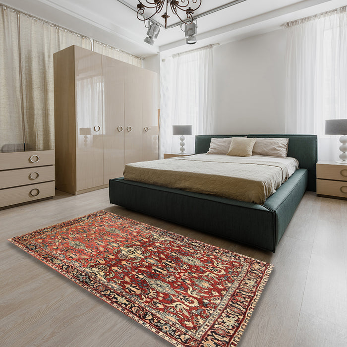 Traditional Red Persian Rug in a Bedroom, tr1139