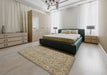 Traditional Brown Persian Rug in a Bedroom, tr113