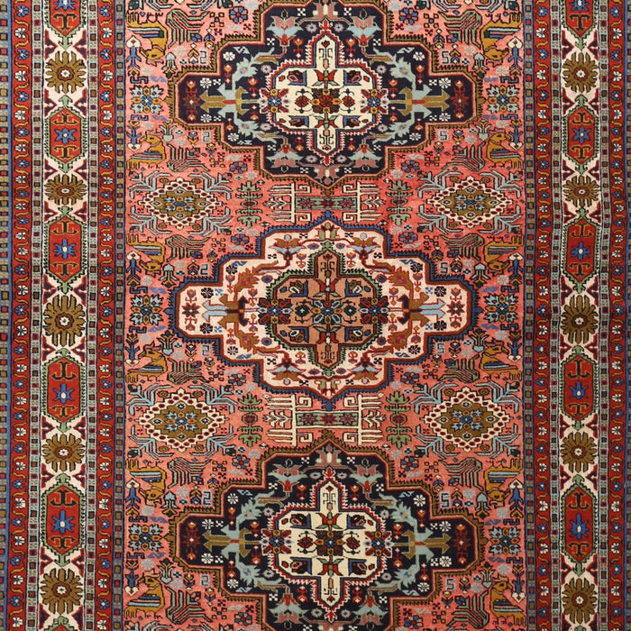 Machine Washable Traditional Saffron Red Rug, wshtr1144