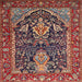 Square Traditional Saffron Red Persian Rug, tr1146