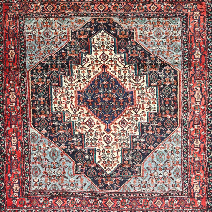 Square Traditional Rosy Brown Pink Medallion Rug, tr1147