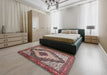 Traditional Rosy Brown Pink Medallion Rug in a Bedroom, tr1147