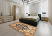 Machine Washable Traditional Chrome Gold Yellow Rug in a Bedroom, wshtr1149