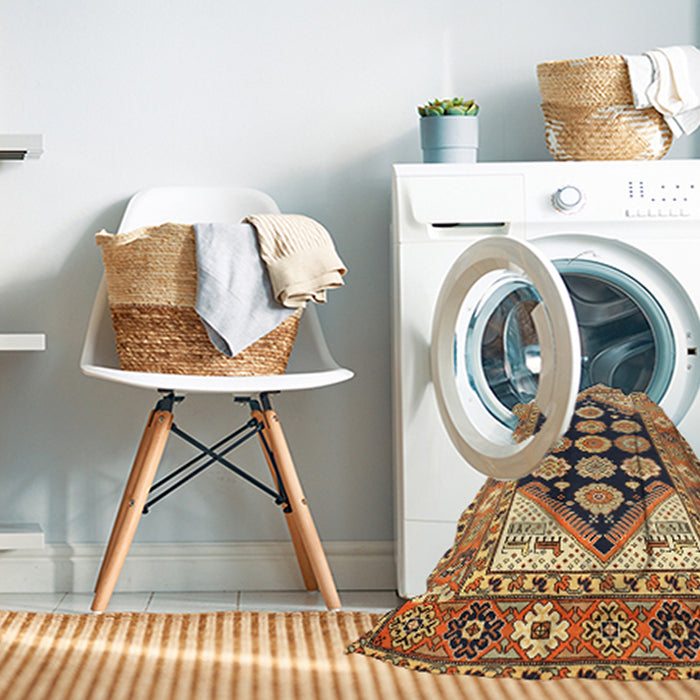 Machine Washable Traditional Chrome Gold Yellow Rug in a Washing Machine, wshtr1149