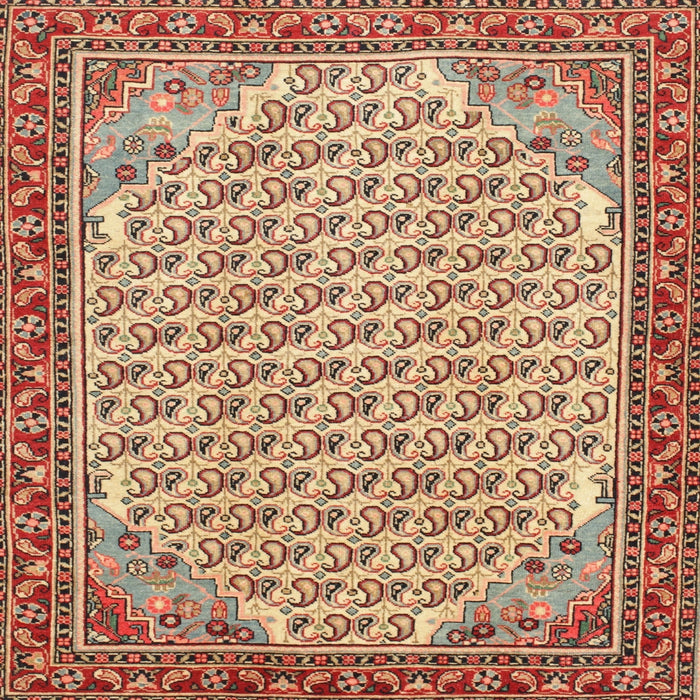 Square Traditional Mahogany Brown Persian Rug, tr114