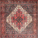 Round Machine Washable Traditional Brown Red Rug, wshtr1150