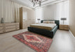 Machine Washable Traditional Brown Red Rug in a Bedroom, wshtr1150