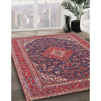 Traditional Carbon Red Medallion Rug, tr1151