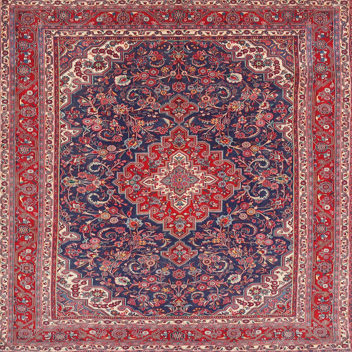 Square Traditional Carbon Red Medallion Rug, tr1151