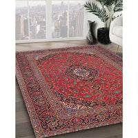 Traditional Saffron Red Medallion Rug, tr1152