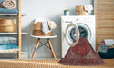 Machine Washable Traditional Saffron Red Rug in a Washing Machine, wshtr1152