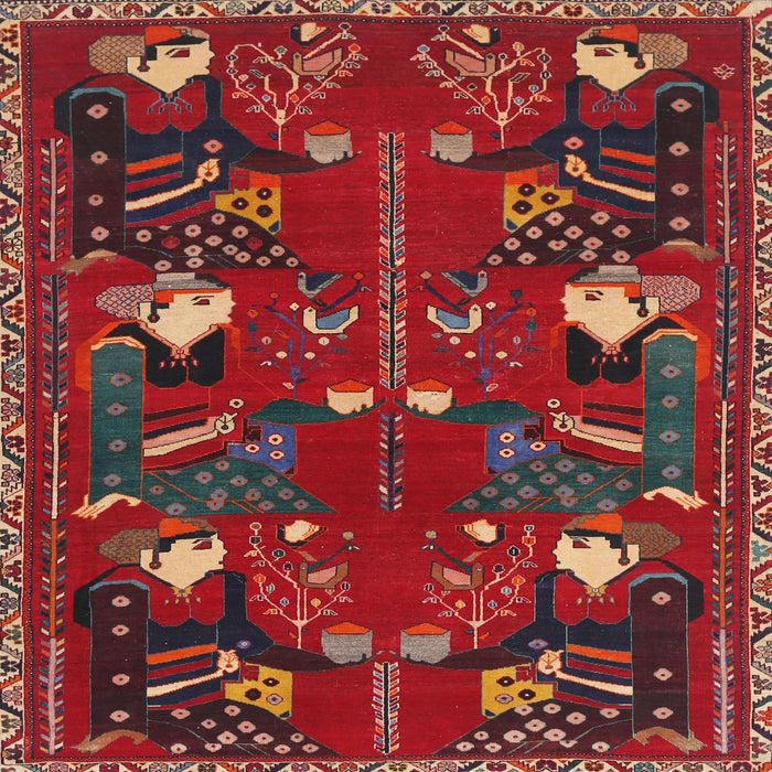 Square Traditional Chestnut Brown Persian Rug, tr1155