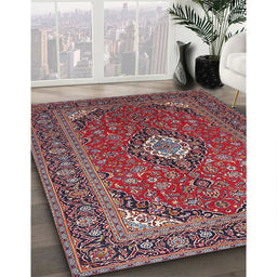 Machine Washable Traditional Rosy Pink Rug in a Family Room, wshtr1157