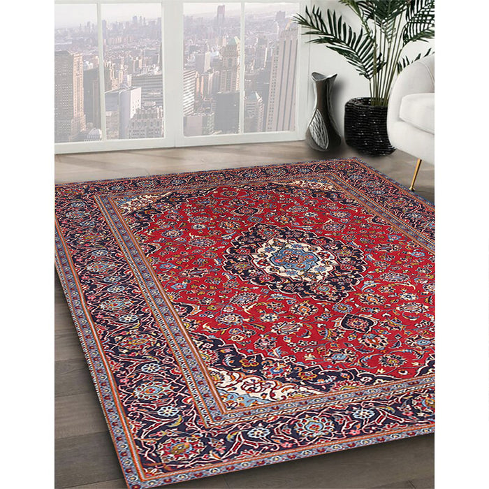 Machine Washable Traditional Rosy Pink Rug in a Family Room, wshtr1157