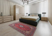 Traditional Pink Medallion Rug in a Bedroom, tr1157