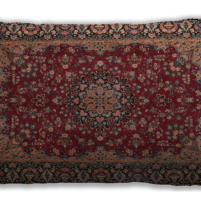 Traditional Classic Rectangular Saffron Red Lumbar Throw Pillow, 13 inch by 19 inch, lbtr115