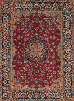 Machine Washable Traditional Saffron Red Rug, wshtr115