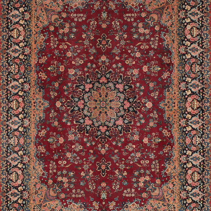 Traditional Saffron Red Medallion Rug, tr115