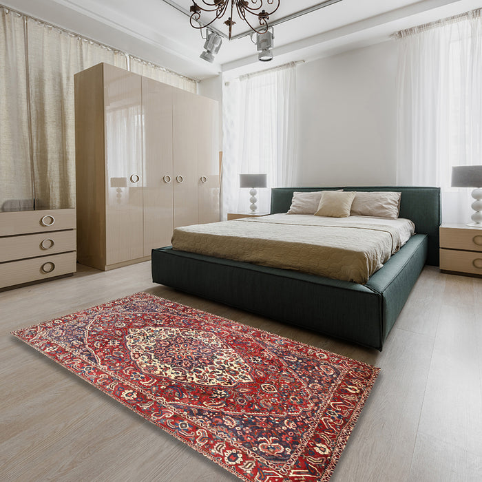 Machine Washable Traditional Camel Brown Rug in a Bedroom, wshtr1160
