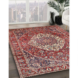 Traditional Camel Brown Medallion Rug in Family Room, tr1160