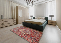 Traditional Camel Brown Medallion Rug in a Bedroom, tr1160