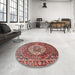 Round Machine Washable Traditional Camel Brown Rug in a Office, wshtr1160