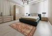 Traditional Dark Sienna Brown Persian Rug in a Bedroom, tr1161