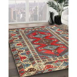 Machine Washable Traditional Brown Red Rug in a Family Room, wshtr1162
