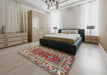 Traditional Brown Red Persian Rug in a Bedroom, tr1162