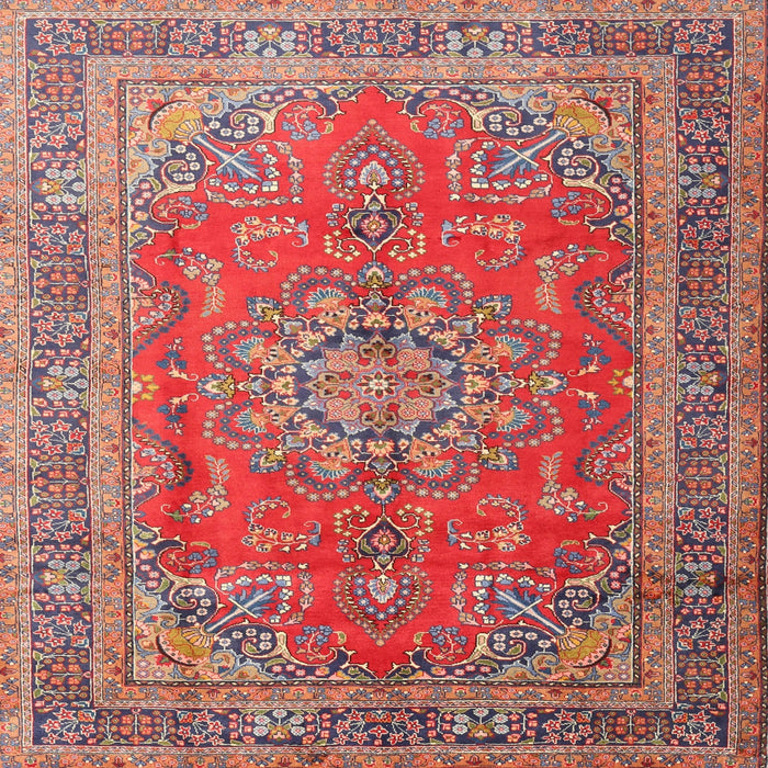 Square Traditional Light Copper Gold Medallion Rug, tr1165