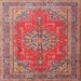 Square Traditional Light Copper Gold Medallion Rug, tr1165