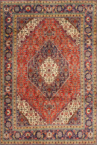 Machine Washable Traditional Saffron Red Rug, wshtr1167