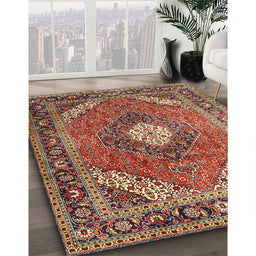 Machine Washable Traditional Saffron Red Rug in a Family Room, wshtr1167