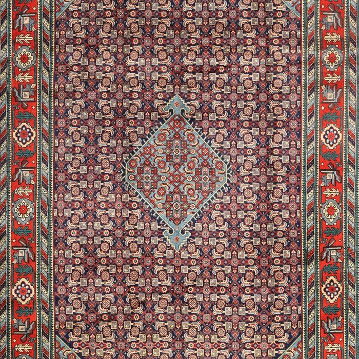 Machine Washable Traditional Saffron Red Rug, wshtr1169