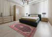 Machine Washable Traditional Brown Red Rug in a Bedroom, wshtr116