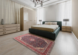 Traditional Brown Red Medallion Rug in a Bedroom, tr116