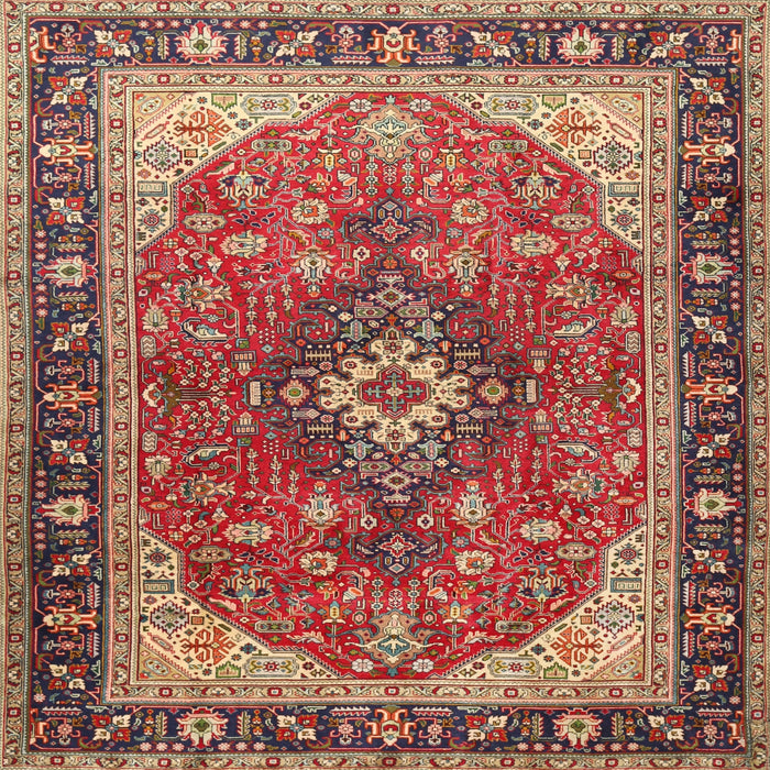 Square Traditional Light Copper Gold Medallion Rug, tr1170
