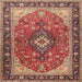 Square Traditional Light Copper Gold Medallion Rug, tr1170