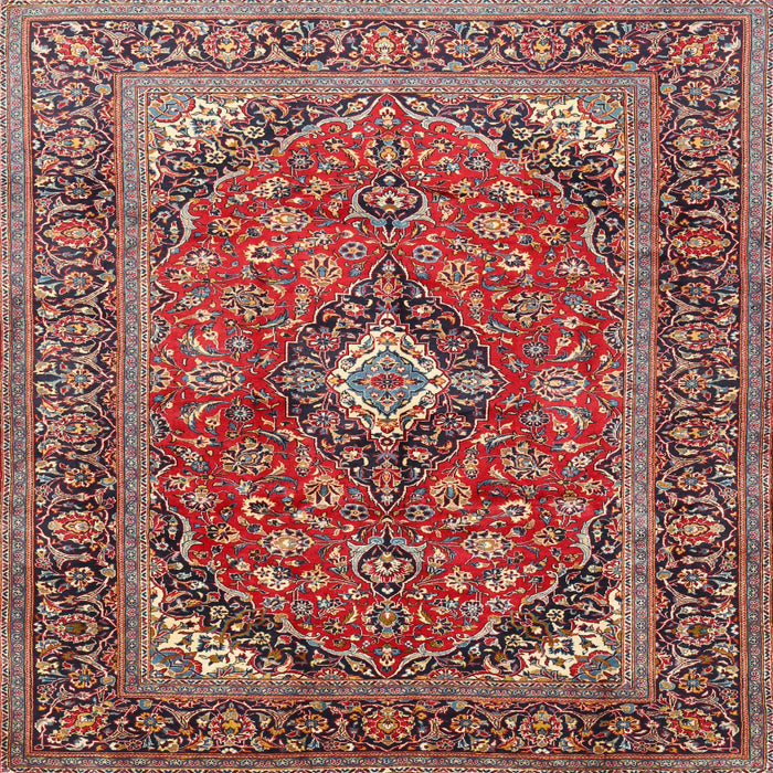 Square Traditional Camel Brown Medallion Rug, tr1171