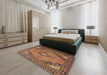 Traditional Brown Medallion Rug in a Bedroom, tr1172