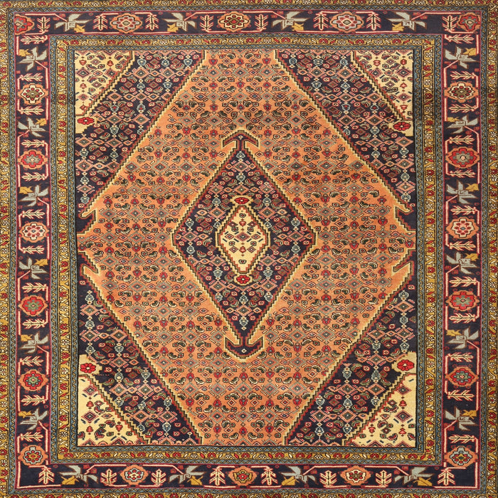 Round Machine Washable Traditional Peru Brown Rug, wshtr1172