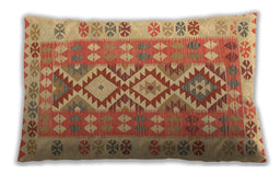 Traditional Classic Rectangular Orange Red Orange Lumbar Throw Pillow, 13 inch by 19 inch, lbtr1175