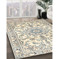 Traditional Vanilla Gold Medallion Rug, tr1177