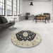 Round Traditional Brown Medallion Rug in a Office, tr1178