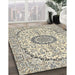 Traditional Army Brown Medallion Rug in Family Room, tr1183