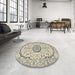 Round Machine Washable Traditional Army Brown Rug in a Office, wshtr1183
