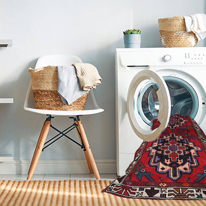 Machine Washable Traditional Red Rug in a Washing Machine, wshtr1184