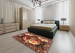 Machine Washable Traditional Saffron Red Rug in a Bedroom, wshtr1186