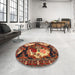 Round Traditional Saffron Red Persian Rug in a Office, tr1186